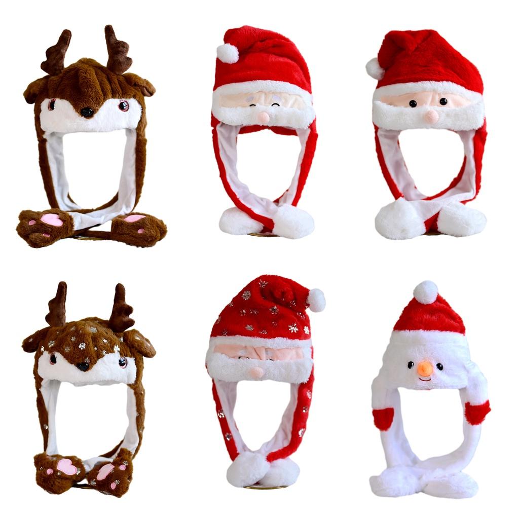 Festive Santa Claus Hat With Reindeer Headpiece Christmas Gift Wholesale