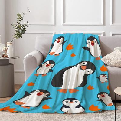 Penguin Soft Warm Throw Blanket Lightweight Flannel Fleece Bed Blanket Gift for Girls Boys Men Women Chair Couch
