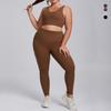 Plus Size High Elastic Yoga Suit: Women's Brushed Nude Feel Set with Shockproof Sportswear