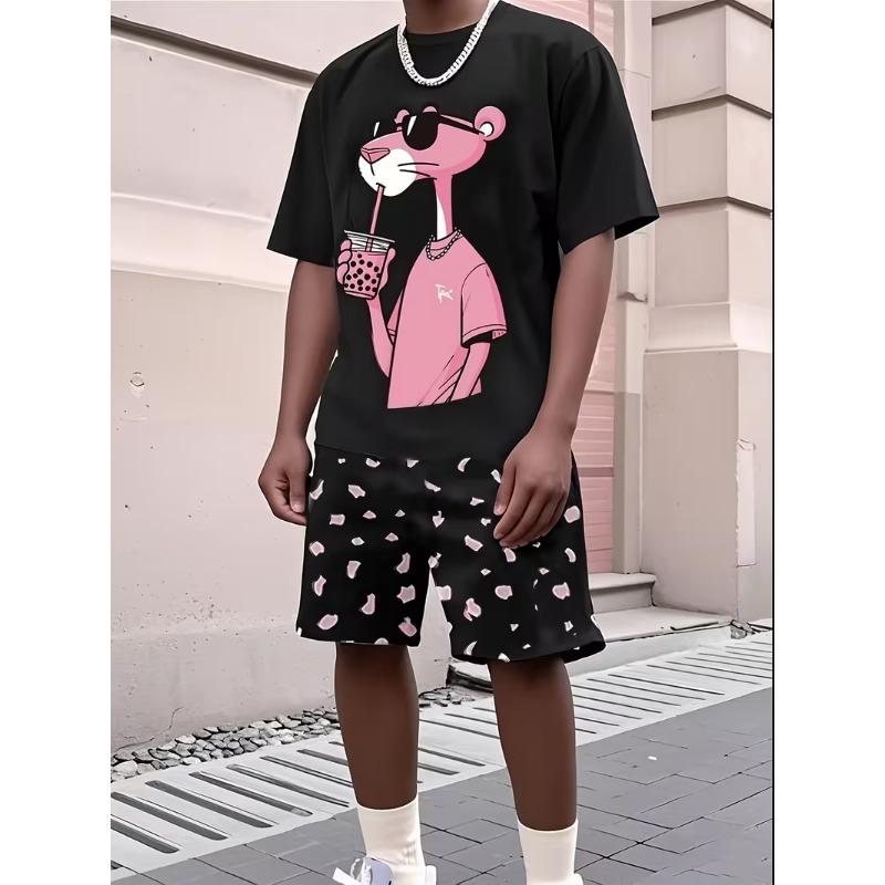 The 2025 Summer New Men's Set Features Street Casual Fashion Sportiness Softness Breathability and 3D Printing