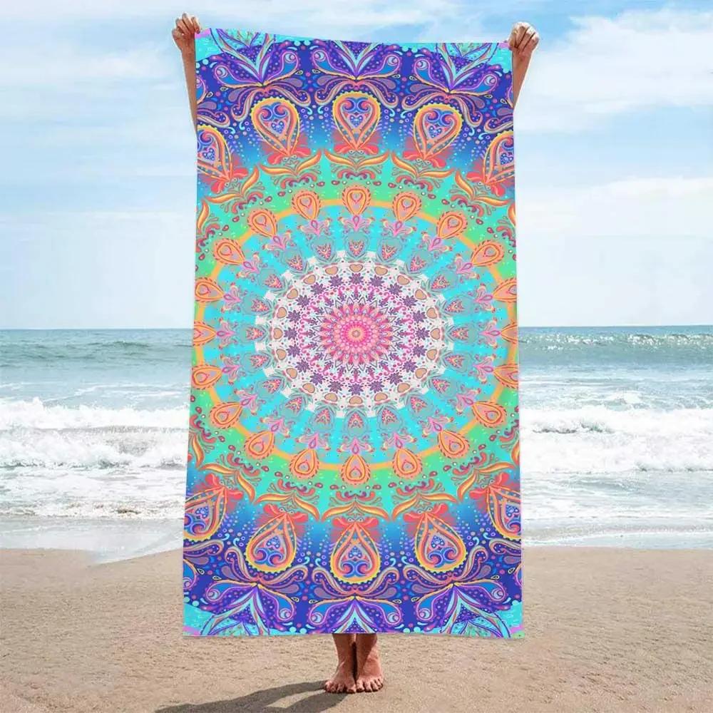 Summer Boho Beach Towel Florida Woman Microfiber Quick Dry Bath Towels Beach Cover Sand Free Portable Pink Travel Towel