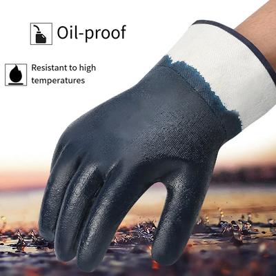 Nitrile Rubber Coated Work Gloves NonSlip WearResistant OilResistant Waterproof For Construction And Maintenance