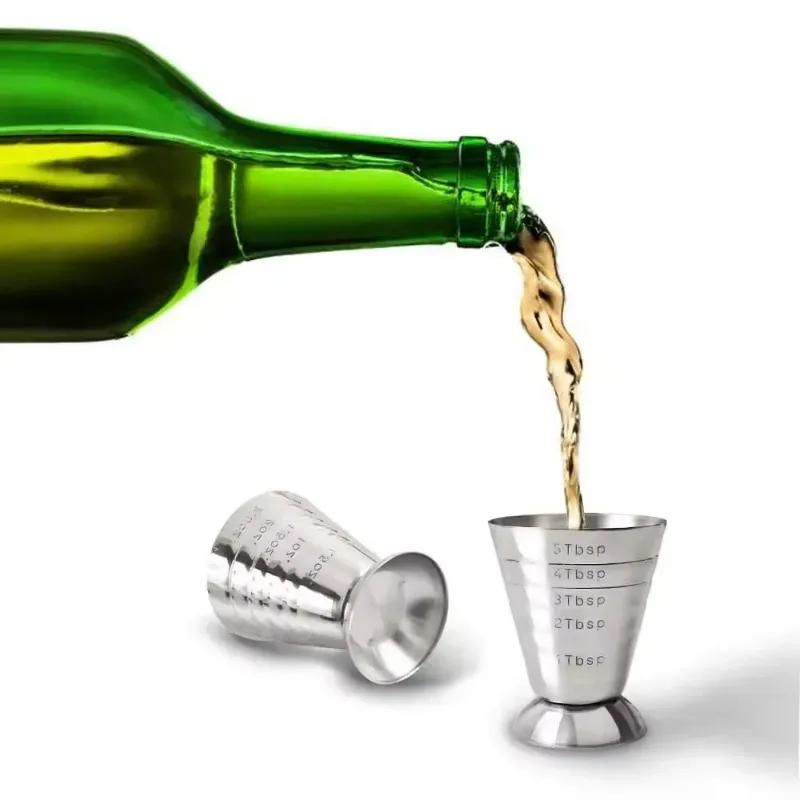 1/2Pcs Stainless Steel Metal Liquid Mixing Drink Measuring Cups With Scale Multifunctional Wine Glass for Home Bars & Restauran
