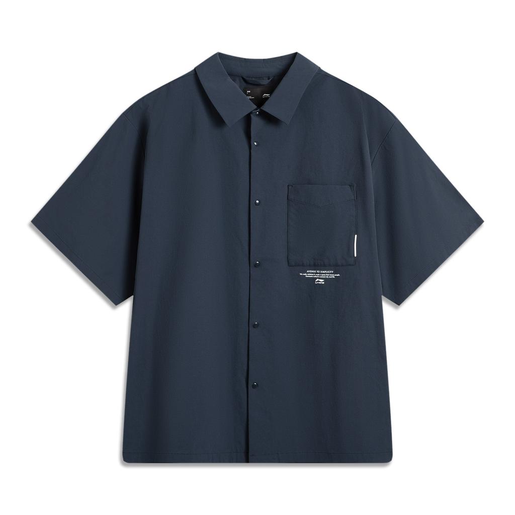 Li Ning Comfortable Minimalist Letter Print Casual Polo Shirt Men Shirts Deep-Dark-Blue ASHV047-2