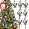 20/1PCS Simulated Berry Decoration Artificial White Berry Branches Pine Needles Evergreen Branches Christmas Home Party Supplies