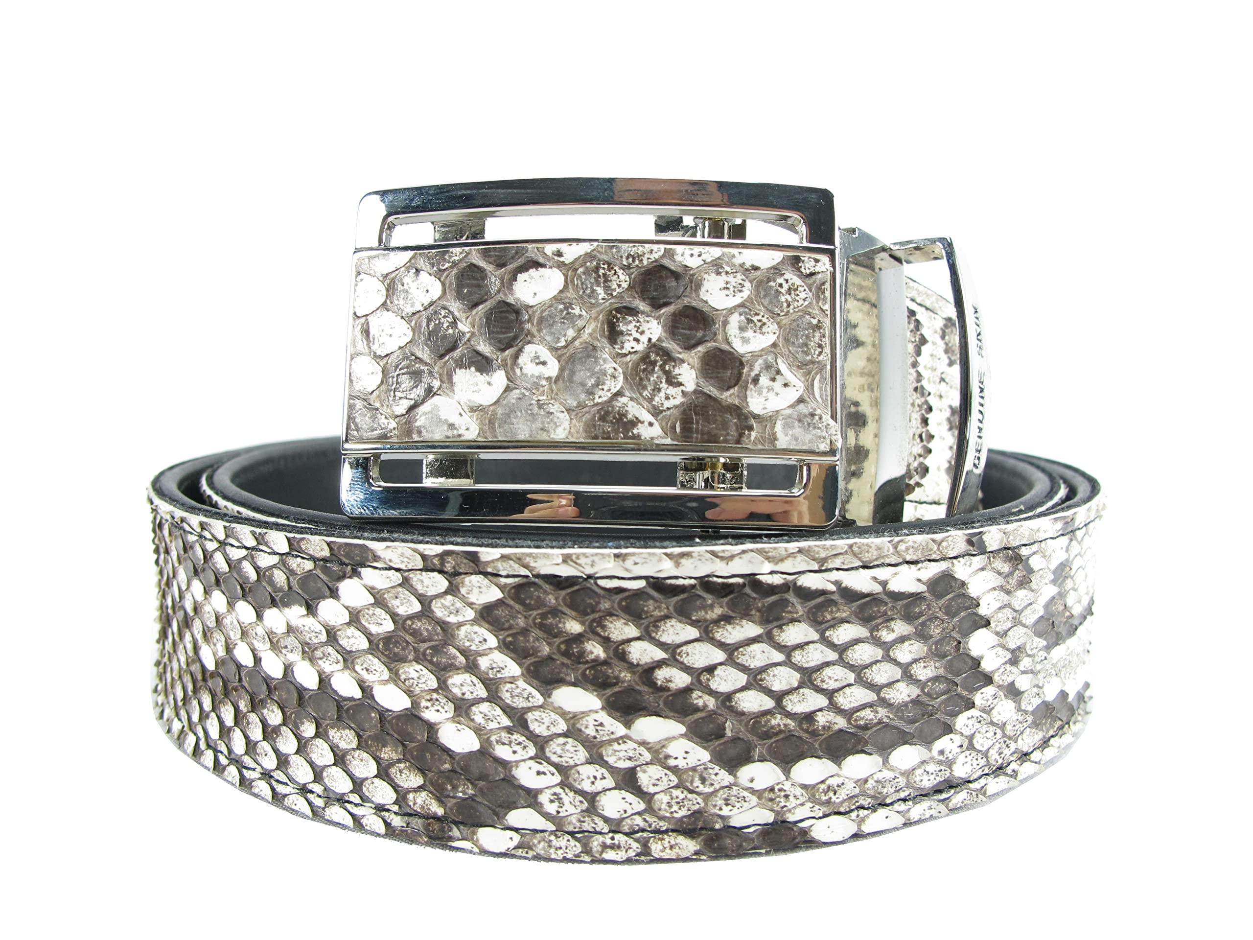 

PELGIO Premium Python Leather Belt with Natural Auto Stopper Holes, Color,