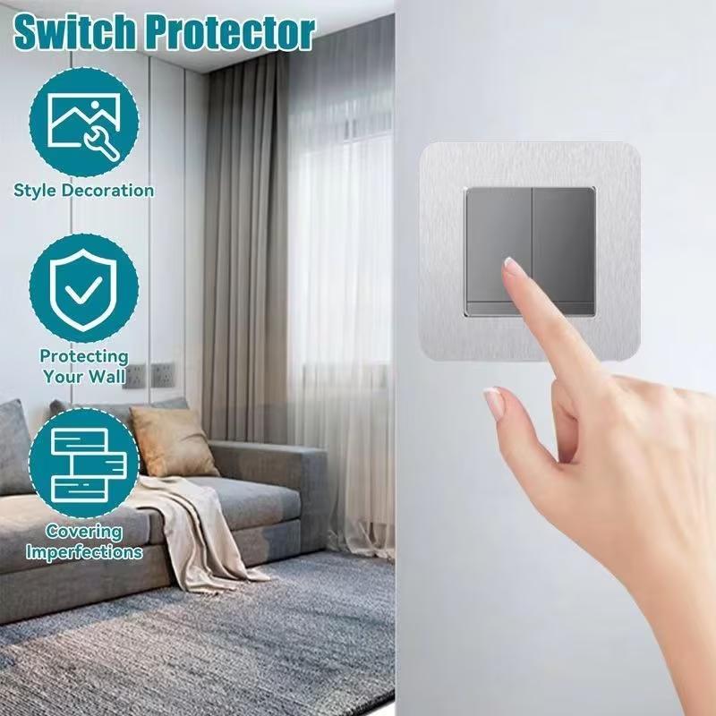 4pcs Modern Simple Anti-Dirty Buckle Type Non-Adhesive Dustproof Switch Protective Cover Outlet Wall Sticker Aluminum Socket Fra