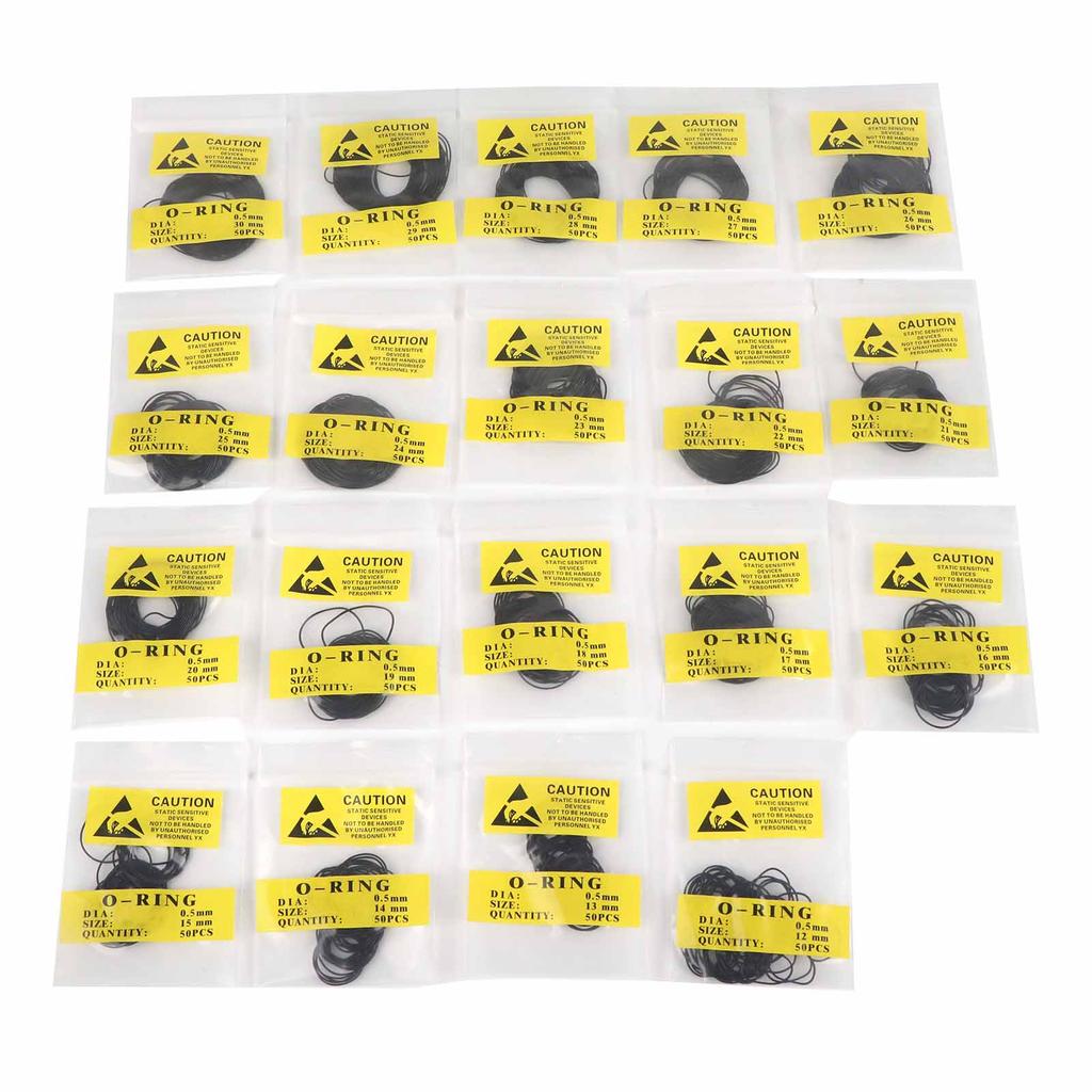 950pcs Set 0.5 0.6 0.7mm 12mm30mm Universal Rubber O Ring Watch Back Cover Seal Gaskets