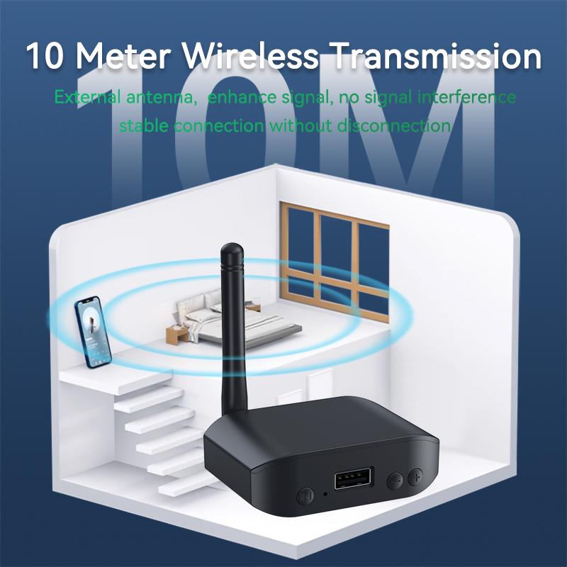3 IN 1 Bluetooth 5.3 Audio Transmitter Receiver USB U-Disk Play 3.5mm AUX Stereo Music Wireless Adapter For Car PC TV Speaker