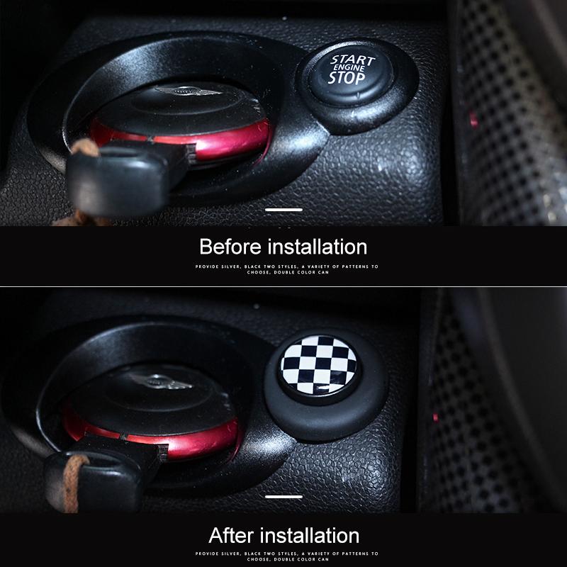 One-button Start Button Car Decoration Sticker Silver And Black Metal Material Epoxy Pattern For MINI COOPER R55 R56 R60 R61