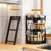 Black Foldable 3-Tier Kitchen Corner Storage Rack