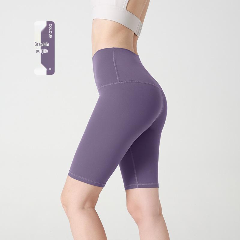 Women's High-Waist Nude Yoga Shorts - Seamless, Summer-Fit, Hip-Lifting Design