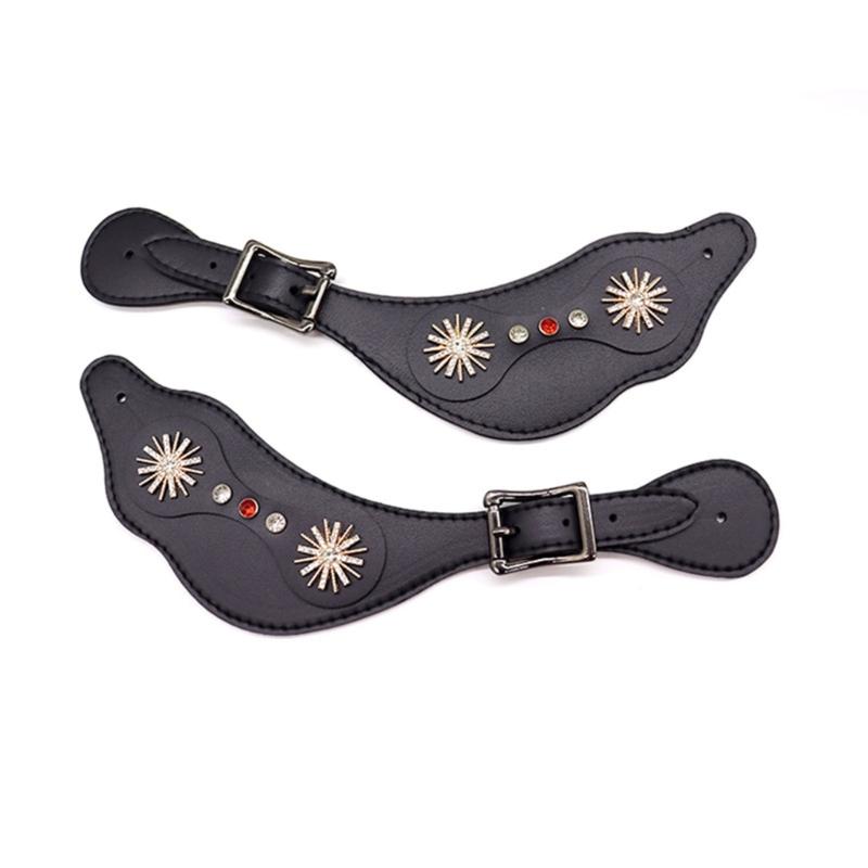 Vintage Western Good Strap with Adjustable Buckles PU Leather Western Flower Boot Good Strap for Horses Riders