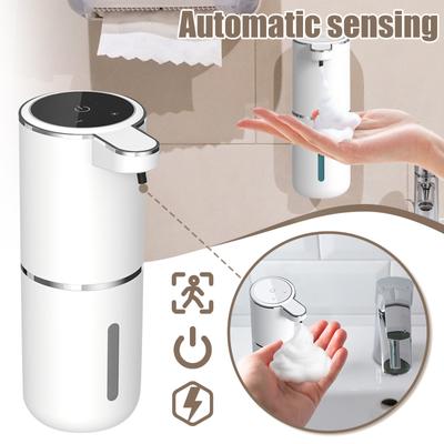 Automatický dávkovač mýdla – 13,4oz bezkontaktní dávkovač pěnového mýdla, USB dobíjecí dávkovač dezinfekčního prostředku, nástěnný elektrický senzor