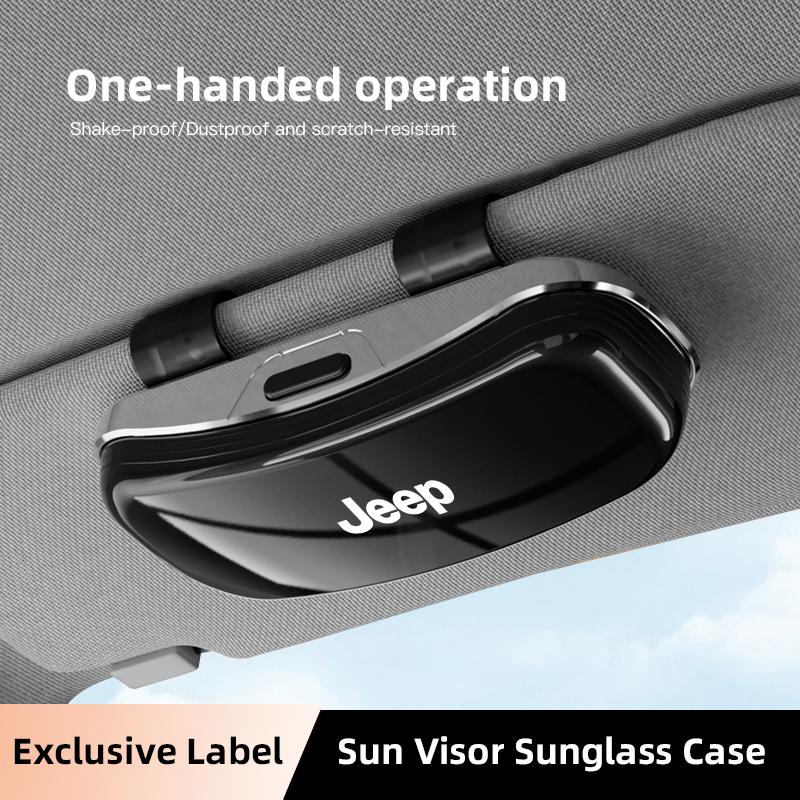 Car Visor Glasses Box Auto Sunglasses Storage Case For Jeep Grand Cherokee Wrangler JK Gladiator Compass Renegade Wagoneer Recon