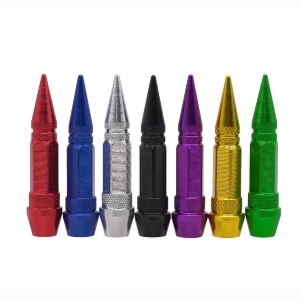 4pcs 60mm Pointed Valve Tips Universal Auto Parts Car Tires Valve Caps Bicycle and Motorcycle
