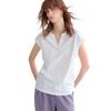 [Limited-time special offer] Quiet luxury hemp T-shirt, relaxed small V-neck shoulder-sleeved cotton and linen T-shirt, women's summer simple short sl