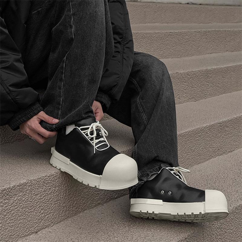 

Микки туфли с большой головой мужские и женские туфли с круглым носком и верхом в виде хлебной корочки, туфли на платформе, спортивные туфли для папы, трендовые 4747-J 38 чёрный