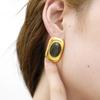 Stainless Steel Vintage Eye Design Natural Stone Charm Stud Earrings for Women Gold Color Fashion Statement Zircon
