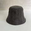 Autumn and winter new solid color wool herringbone fisherman hat children versatile warm face cover deep hat barrel bucket hat