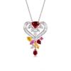 2026 Light Luxury Full Diamond Ruby Heart Pendant T Square Diamond Stud Earrings Haute Couture Design Jewelry Super Fairy Colored Treasure Necklace