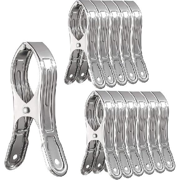 WEBI Pool Cover Clips Beach Towel Clips,12 Packs 5.5 Inch Beach Chair Clips,Above Ground Pool Cover Clamps for Chairs,Cruise,Boat,Blanket,Quilt