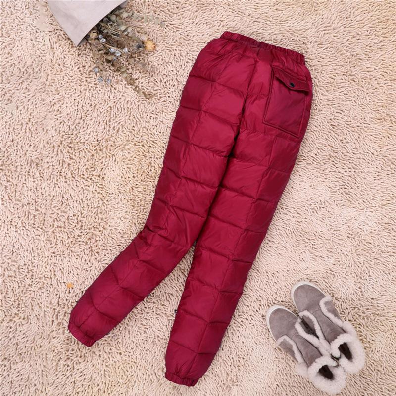 

Women Men s Down Pants Winter High Waist Down Warm Straight Casual Trousers XS