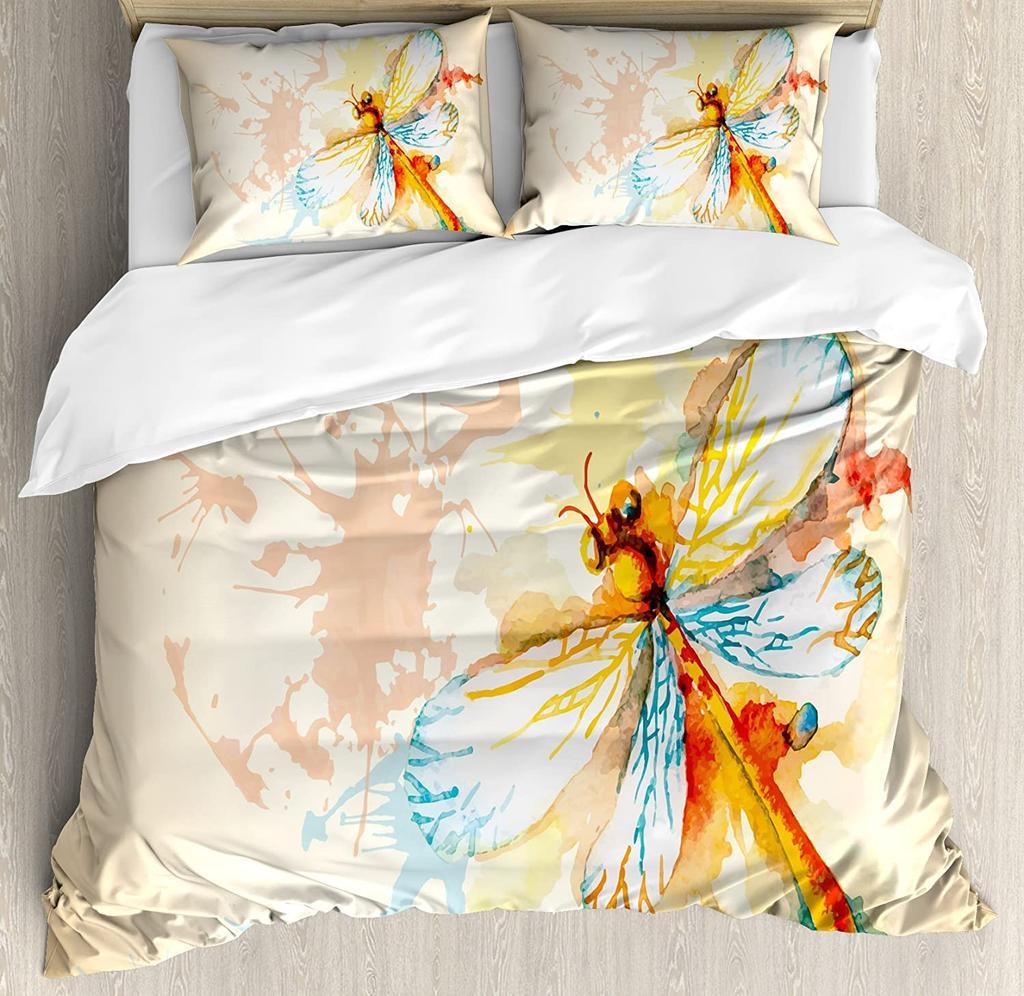Dragonfly Flower Leaf Insect Butterfly Duvet Cover Bed Bedding Set Home Quilt Cover Pillowcases Bedroom Bedding Set No Sheet