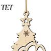 Holiday Gifts for Pet Lovers Wood Christmas Tree Pendant with Paw Print, Hollow Engraved Hanging Rustic Decor Home Ornament, Style Craft Party