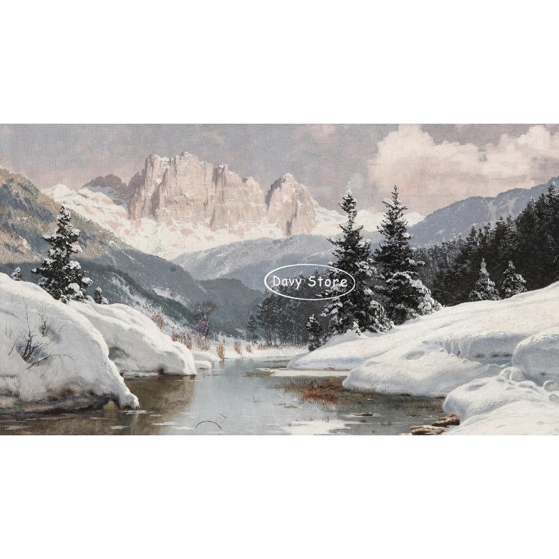 

Винтажная Рождественская елка Зимний снежный пейзаж Постеры Принты Холст Картина Праздничное Рождественское Настенное искусство Картина для комнаты Домашний декор 21cm×30cm NoFrame