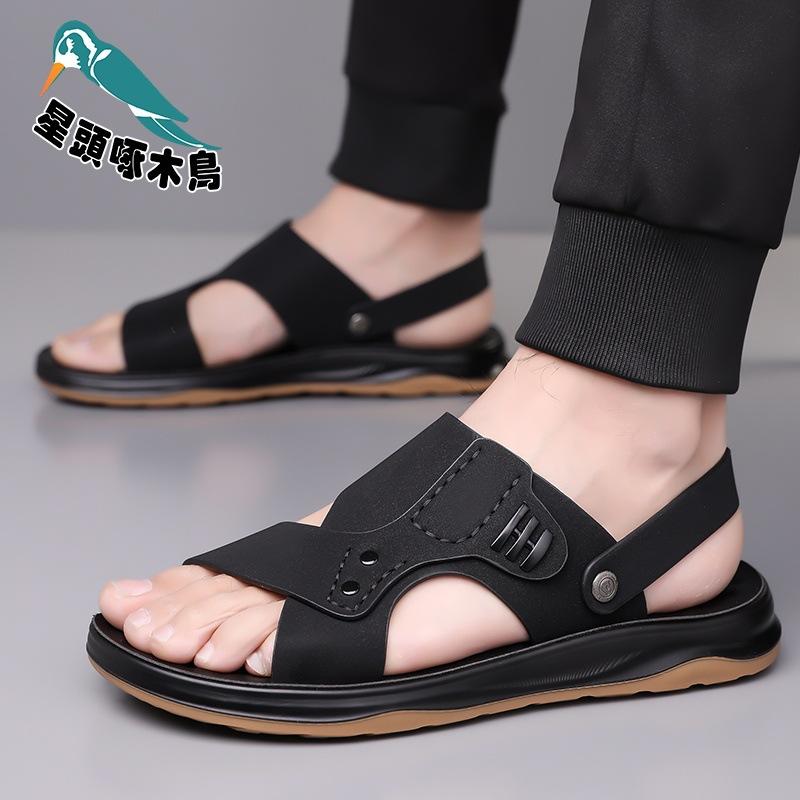 2025 New Summer Men's Platform Sandals Soft-soled Beach Shoes Casual Dual-purpose Hollow Shoes Sandals