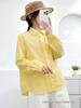 Women's Candy Color Long Sleeve Cotton Shirt - Minimalist, Versatile, and Slimming Design