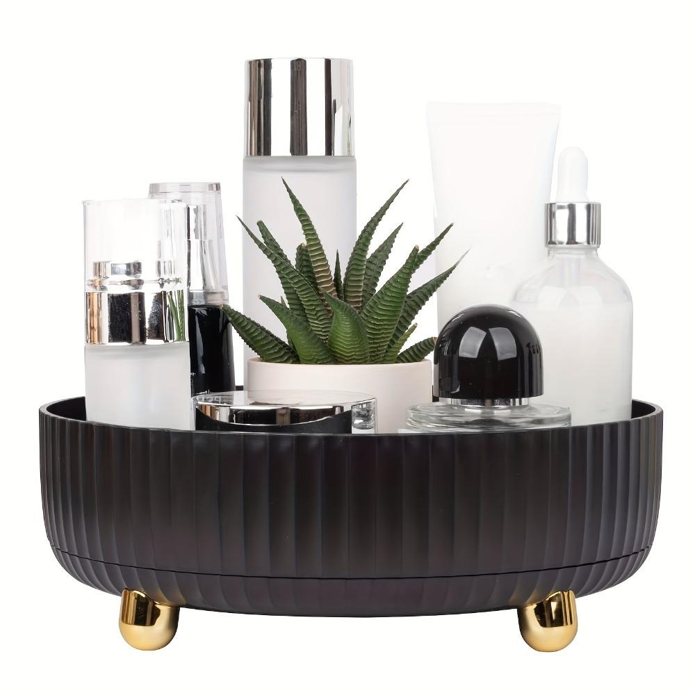 1pc 360° Rotating Makeup Perfume Organizer, 1pc Large Capacity Vanity Storage Tray, Multifunctional Cosmetic Organizer Round Hol