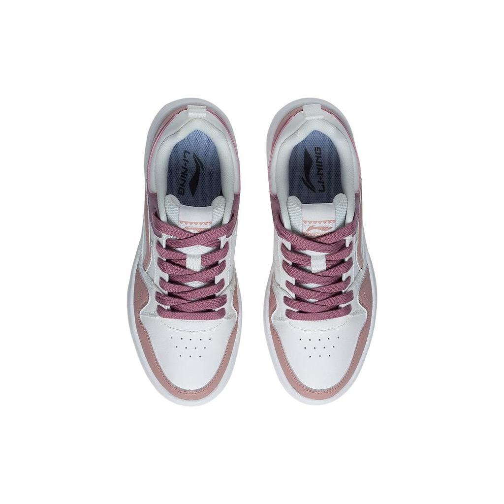 New LiNing Line 2.0 At The Beginning Anti Slip Wear Resistant Low Top Skateboard Shoes Women's White Rose Pink AGCT338-4