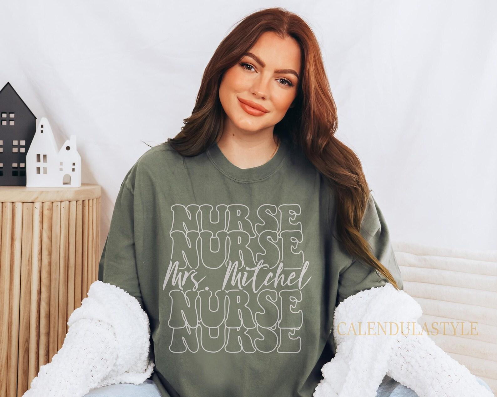 Nurse Gift, Nurse Name Comfort Colors® Shirt, Personalized Nurse Shirt, Nursing School Shirt, Student Grad Shirt, Registered Nurse Shirt S