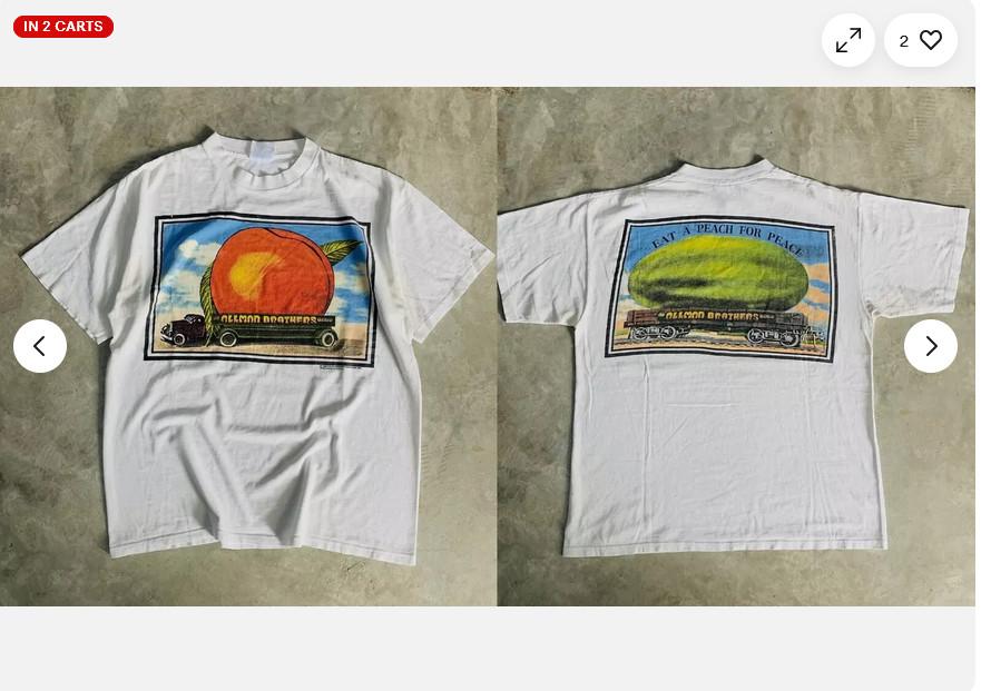 

1992 The Allman Brothers EAT A PEACH FOR PEACE White Reprint Shirt XXXXL