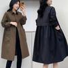 Solid Color Mid-Length Trench Coat - Spring/Autumn Korean Fashion Loose Fit Outerwear