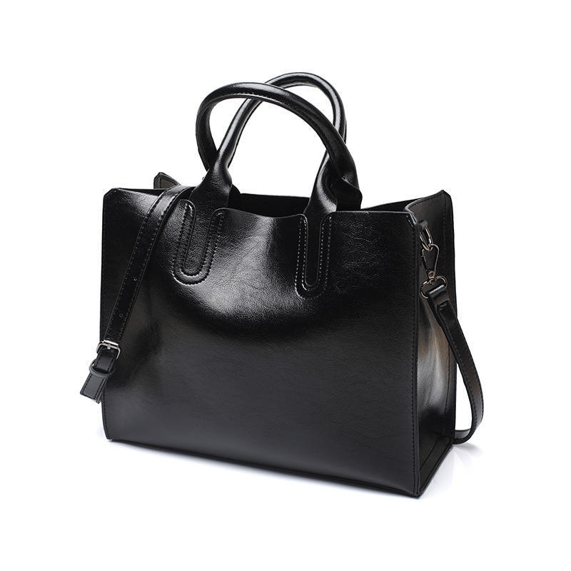 Ladies Handbag Fashion Retro Oil Wax Leather High Capacity Tote Bag