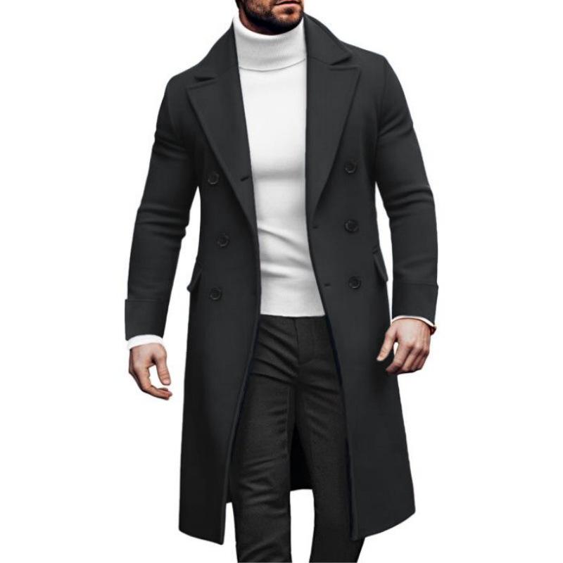 European 2024 Men's Double-Breasted Wool Overcoat In Stock