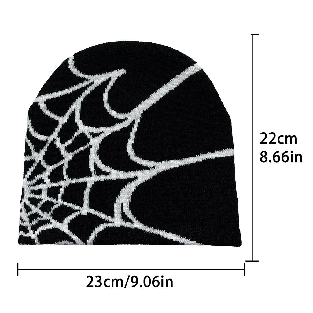 Unisex Spider Web Printed Knit Hat, Warm Outdoor Pullover Hat Personality Beanie Hat