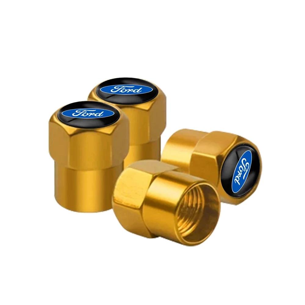 Car Sticker Ford 4PCS Metal Wheel Tire Valve Caps Stem Case For Ford Fiesta EcoSport ESCORT focus 1 focus 3 focus 2 Car Styling