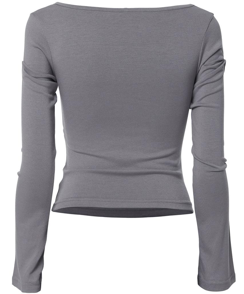 Peulleeoeob Asymmetrical Draped Long Sleeve (Fl-195_Gray)