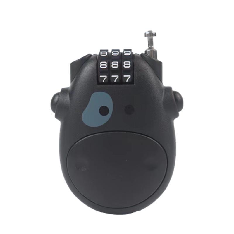 Anti-theft Cartoon Cow Combination Lock - Portable Motorcycle & Mountain Bike Helmet Retractable Steel Wire Lock