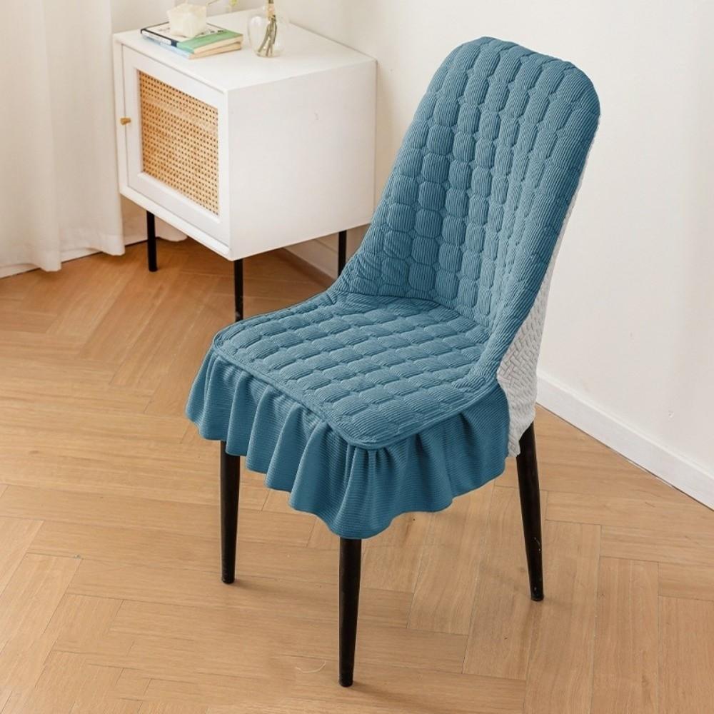Solid Color Ruffle Skirt Chair Slipcovers Thickened Stretch Chair Covers Hotel