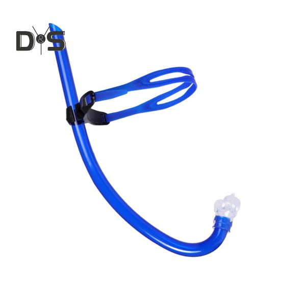 

Трубка для обучения плаванию с трубкой для дайвинга, дыхательная трубка с оголовьем, жидкий силиконовый загубник, трубка для взрослых и детей темно-синий