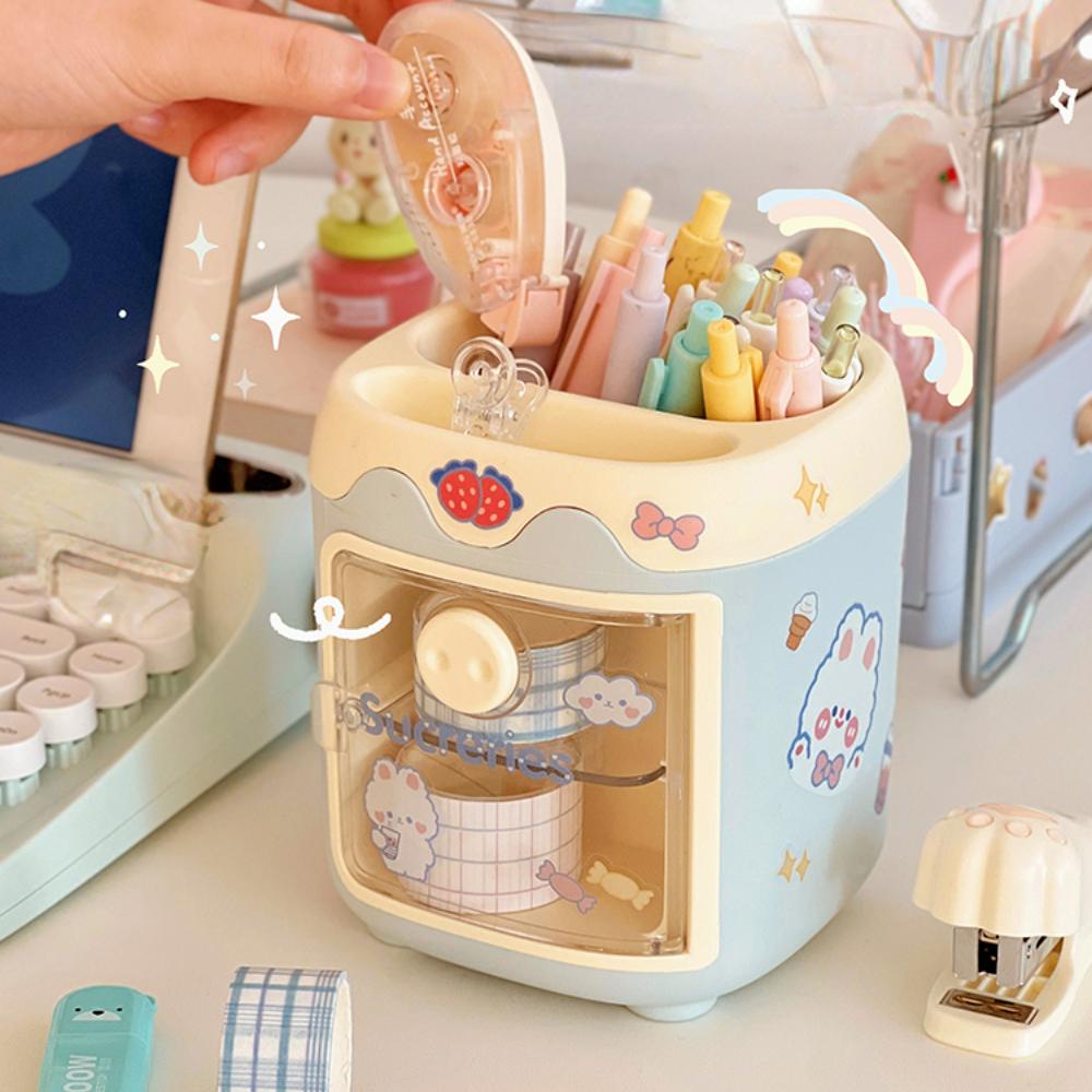 Suport stilou Ins Kawaii Organizator de birou Cutie de depozitare pentru articole de papetărie cu desene animate drăguț Cutie de depozitare pentru afișaj de birou Tub pentru creion dulce