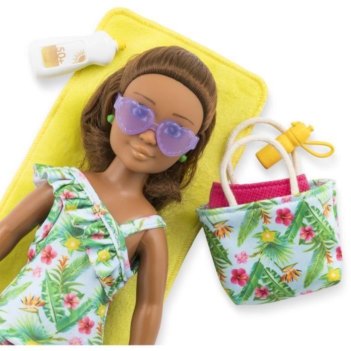 Poupée mannequin melody à la plage - corolle girls - 28 cm - senteur vanille - 5 accessoires
