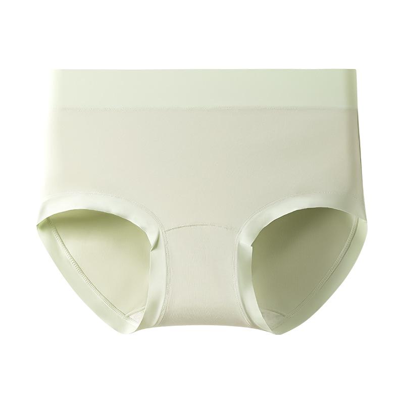 Women High Waist Pure Cotton Antibacterial Crotch Plus Size Solid Triangle Panties