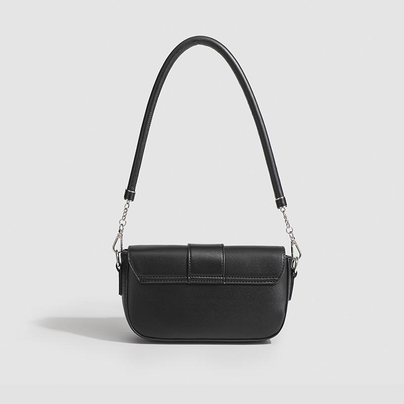 Niche Design Texture Solid Color Women's Bag Retro Lock Underarm Bag 100 Shoulder Crossbody Bag