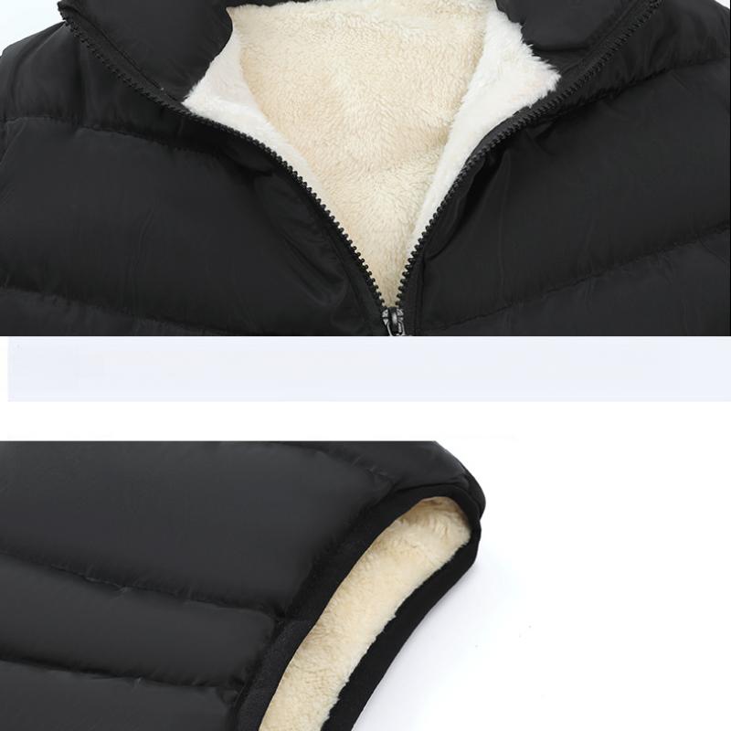 Autumn Winter Middle-aged Men's Lamb Wool Fleece Lined Vest Warm Dad's Stand Collar Cotton Vest Jacket